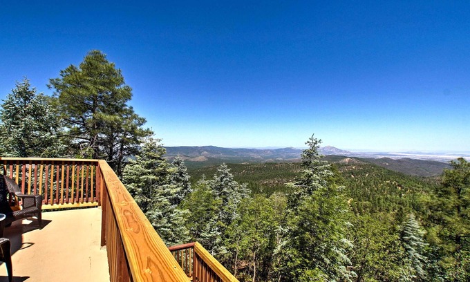 Prescott House | Spacious Cabin w/Deck, Mountain Views, Fire Pit!