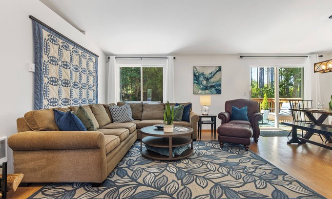 Shelton House | Spacious one level home with a firepit, hot tub and games