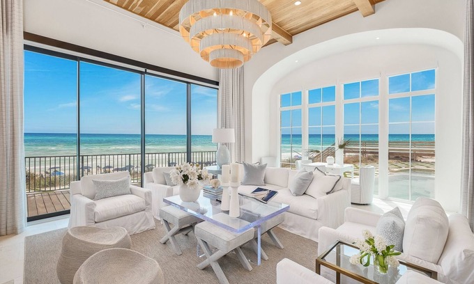 West Panama City Beach House | Spend Fall at the Gulf! Gulf Front! Low-Speed Vehicle! Gym! Elevator! Peloton! Bikes! New Build!