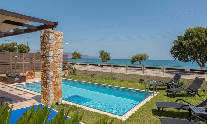 Maleme Villa | Steps from Maleme beach, walking distance to shops, private pool!