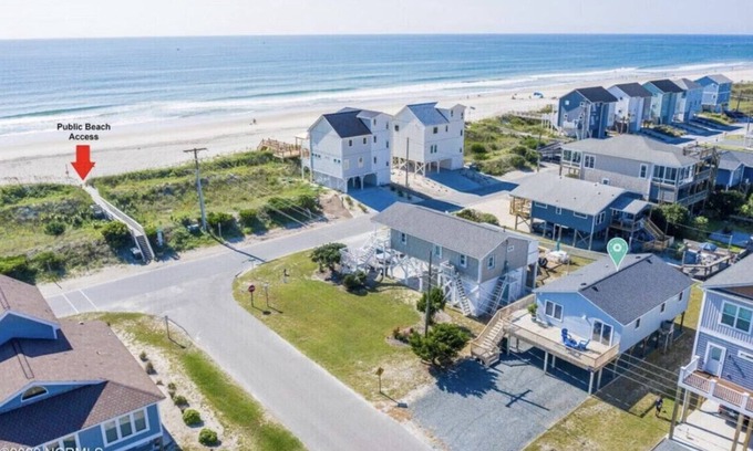 Topsail Beach House | Steps to the beach. Canal front with new dock. Clean, Cozy Getaway.