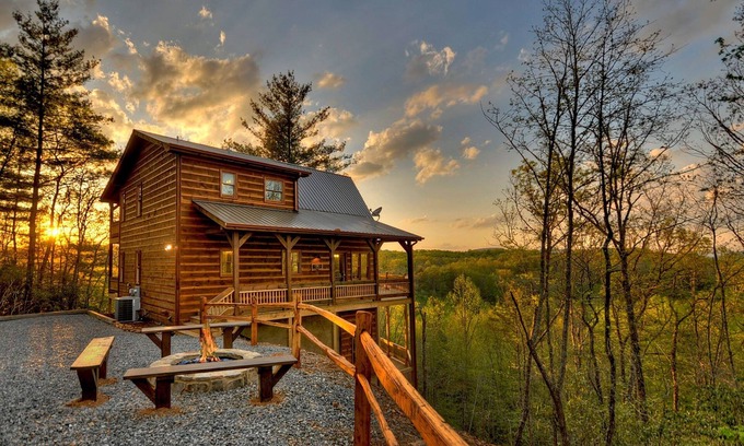 Natures Courtyard Cabin | Stone Pine Lodge- Outdoor Fireplace | Hot Tub | Game Room