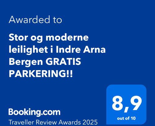 Arna Apartment | Stor og moderne leilighet i Indre Arna Bergen GRATIS PARKERING!