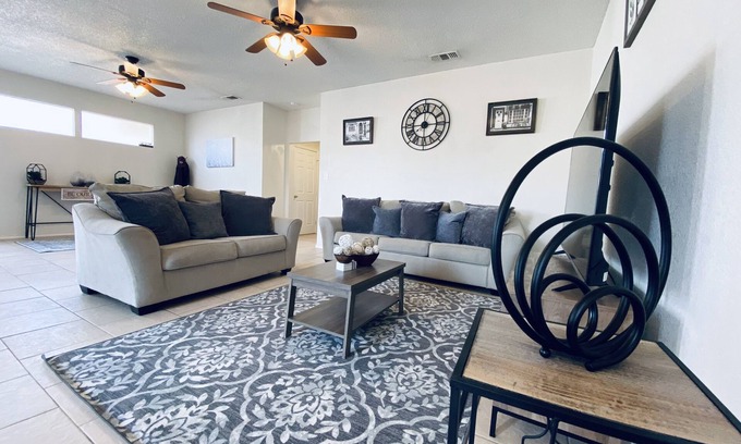 Midland Condo | String light condo with chic brick interior