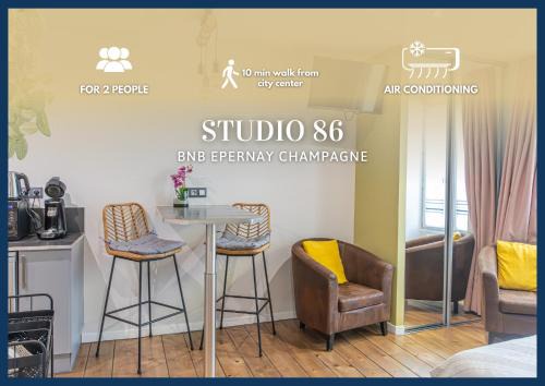 Epernay Apartment | Studio 86 - Climatisation & proche centre-ville- 2 personnes - BnB Epernay
