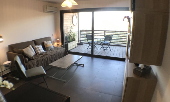Porto-Vecchio Apartment | Studio standing for 2 terrace sea view and salines with pool wifi tt equipped
