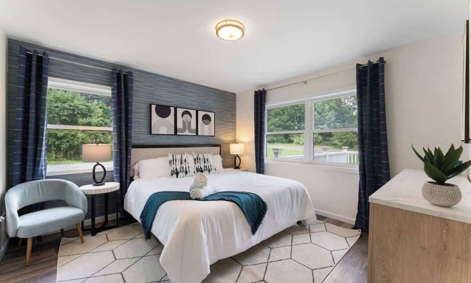 East Stroudsburg House | Stunning 4BR, 4BA Luxury Home with Hot Tub, Game Room & Fire Pit! Sleeps 12