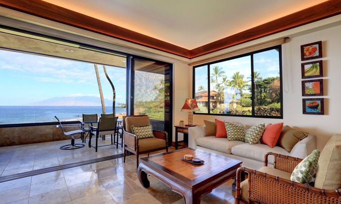 Wailea Condo | Stunning Beachfront Luxurious Corner Condo - Makena Surf E206 Enchanting Grounds