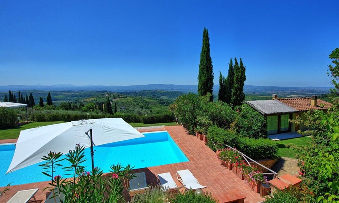 Magliano Villa | Stunning private villa with WIFI, A/C, pool, TV, balcony, panoramic view, close to Greve In Chianti