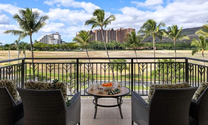 Ko Olina Condo | Stunning Ko Olina 2BR Beach Villa O414 w/Golf Course, Mountain & Ocean Views