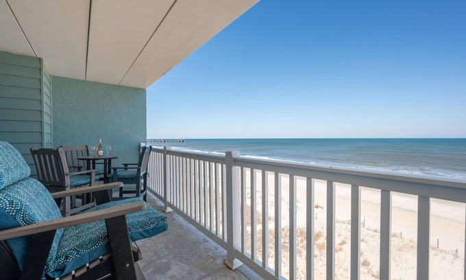 South Nags Head Condo | Stunning Top-Floor Oceanfront Condo! Pools & New Step in Shower and More!