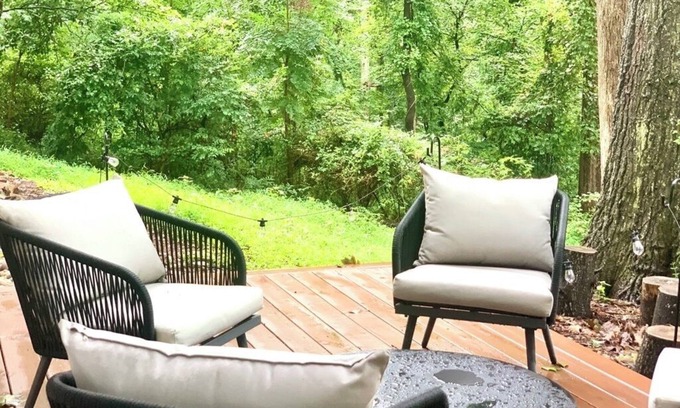 Fry's Spring House | Stylish mid-century house walking distance to UVA with fireplace and sunset view