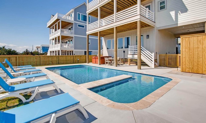 Salvo House | SUMMER SAVINGS - Oceanview Dog Friendly Home w/Pool, Hot Tub, & Beach Boardwalk