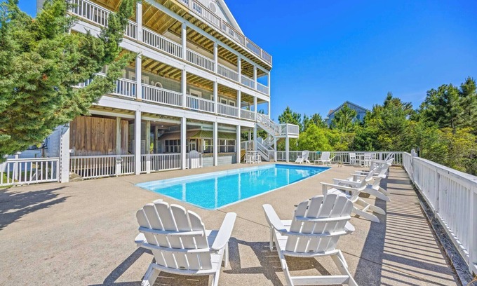 Wind Over Waves House | SUMMER SAVINGS- Soundside Dog Friendly Home w Pool, Hot Tub, Basketball, Theater
