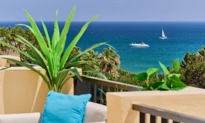 Nikki Beach Apartment | Sun all day double wide balcony with panoramic sea view