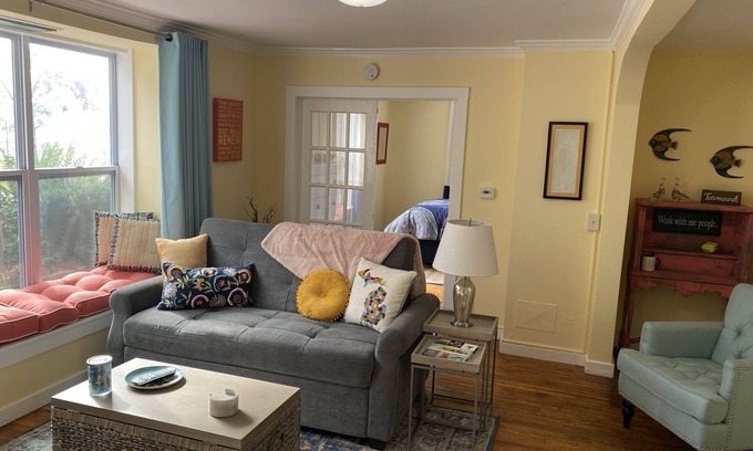 Ludington Apartment | Sunny, fresh, well-appointed, whimsical, cottage-style across from Copeyon Park!
