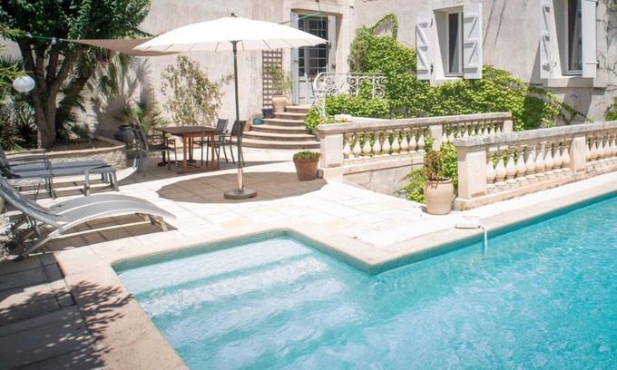Poilhes House | Sunny Historic House in Canal du Midi Village with Pool near Beaches