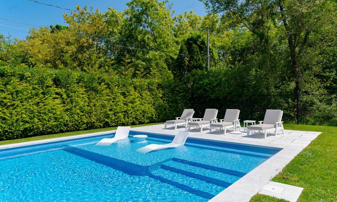 Orient Point House | Sunny home near private community beach with private pool, pool spa, backyard