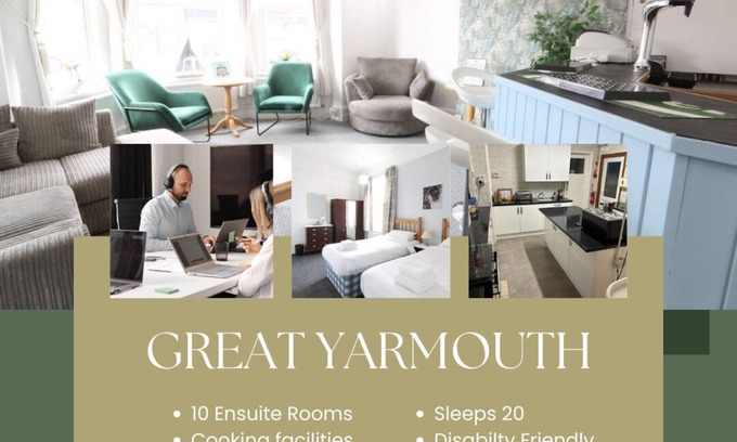 Great Yarmouth House | Sunnydene Guesthouse, NR30–10 Bedrooms, Sleeps 20, Just 10 Mins from the Beach!