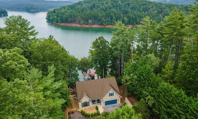 Forest Lake Heights House | Sunset Haven on Lake James | Private Dock, Fire Pit & Game Room!