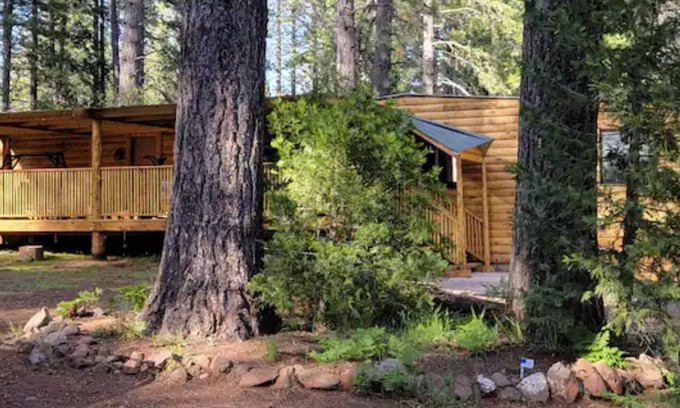 Shingletown RV Rental | The "Farmhouse" with Hot Tub at Bigfoot Lodging Lassen