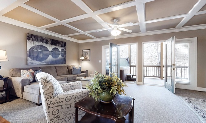 Helen House | Three-Story Riverfront Home w/a Private Hot Tub, Free WiFi, & Four Fireplaces