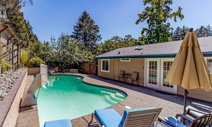 Willow Creek Cottage | Tranquil dog-friendly cottage with outdoor pool, patio, gas grill, & yard