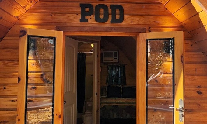 Mill Spring Apartment | Two person Pod on the creek, Dog Friendly, Deck, private firepit, full bathroom, Sleeps 2.