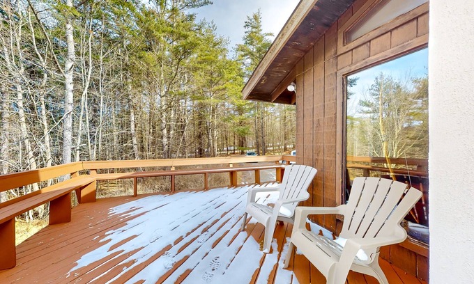Maplecrest House | Two-story home with a fireplace & deck - across the street from lake access