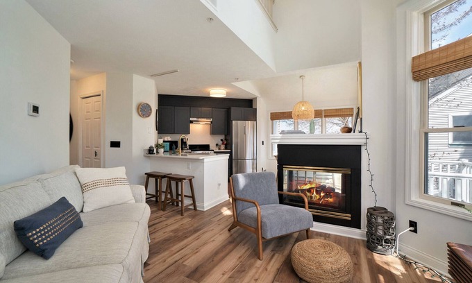 Manistee Condo | Two Story HV Condo with Water Views