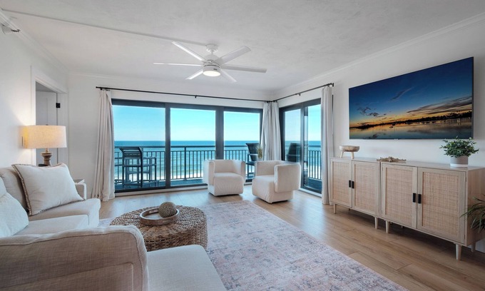 New Smyrna Beach Condo | Updated direct oceanfront condo with spacious balcony, heated pool and beach access