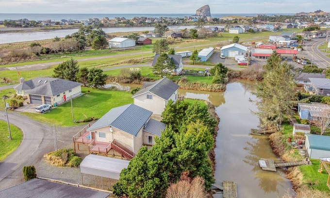 Pacific City House | Updated Pacific City Home Boasts River Views, Game Room and Firepit!