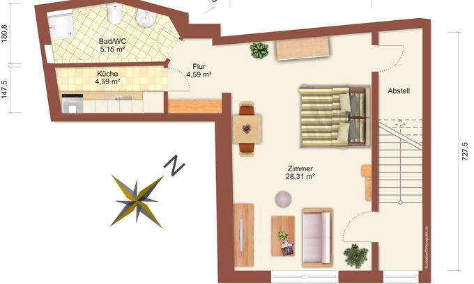 Ploen Apartment | Very central apartment/150m to the gr. Plöner See/Fewo 2/Boxspringb. 2x2,20m