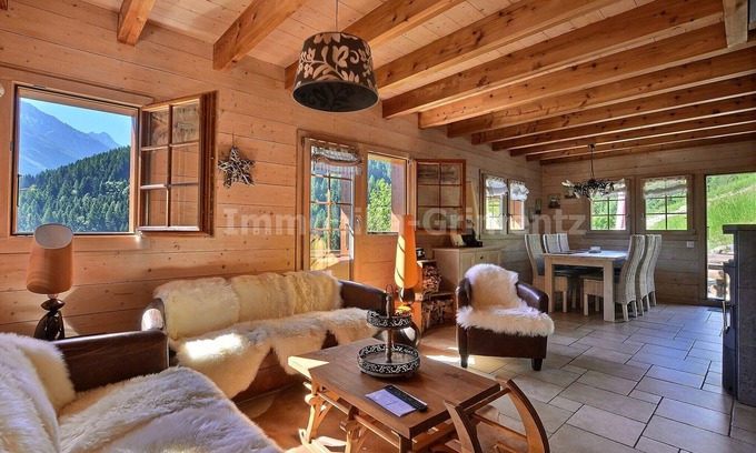 Grimentz Ski Chalet | Very comfortable chalet on 2 levels for 6 people, living room with wood-burner, kitchen area with di