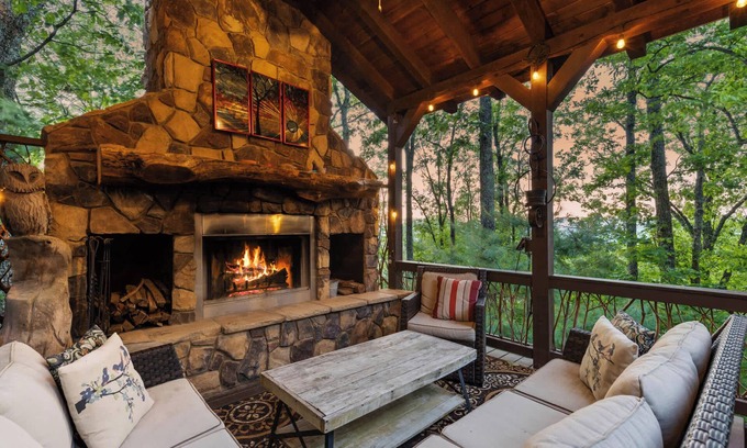 Morganton Cabin | Views for Miles! Outdoor Fireplace~ Hot Tub