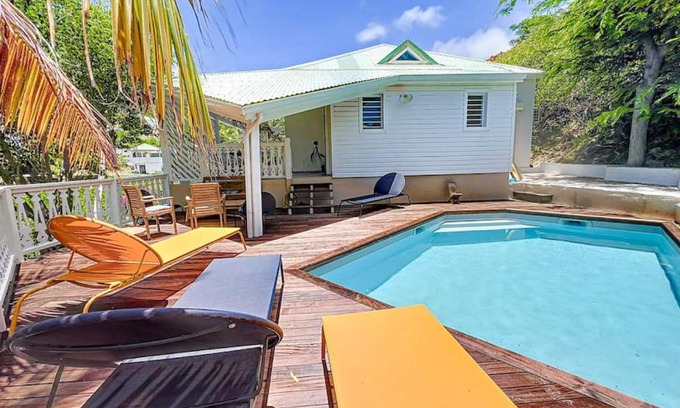 Orient Bay Villa | Villa Bulle clothing optional around the prival pool