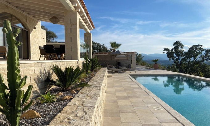 Monopari Villa | Villa Chalarosi, natural stone villa with panoramic views and heated pool