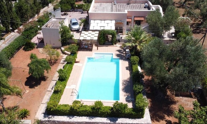 San Vito dei Normanni Villa | Villa Lidia - Private Pool - Patio pool view - Wild Beaches at 10 km - Big Bbq