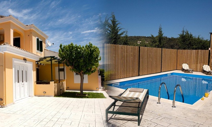 Kariotai Villa | Villa Sonia (Anthemis villas) - Private Pool, private BBQ, playground for kids!