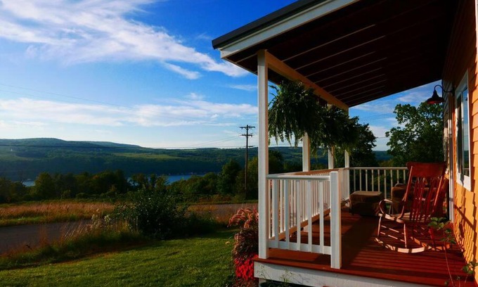 Hammondsport House | Vineyard Farmhouse with Hot Tub & Lake Views