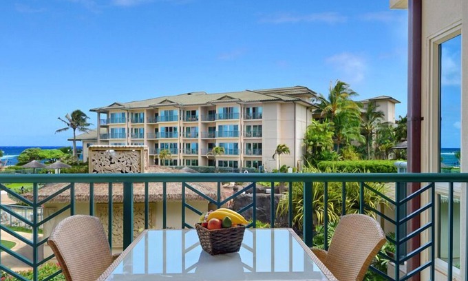 Wailua Condo | Waipouli Beach Resort B202 - Partial Ocean View Suite - Pool, Waterslides & AC!