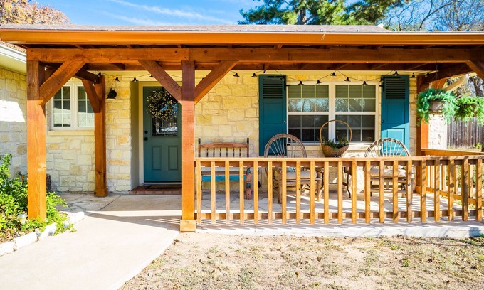 Fredericksburg House | Walk To Main. Hill Country Stone Haus With Unique Outdoor Pavillion