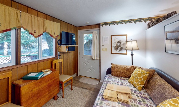 Joseph Apartment | Wallowa Lake historic studio with private deck, mountain view, & nearby pond