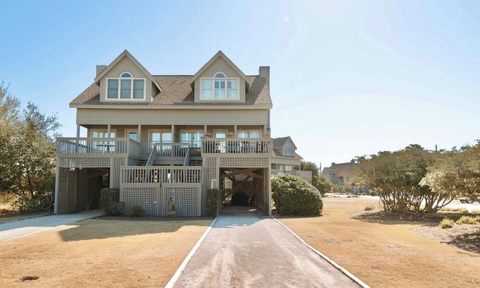 Topsail Beach House | Water Views with Pool and Beach Access!