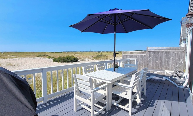 North Truro Cottage | Waterfront 2BD Cottage: RIGHT ON THE BEACH, Water View, Direct Beach Access, A/C & Exclusive Use Deck