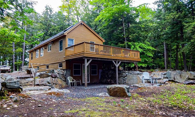 Meredith House | Waterfront cabin near Fish Cove with private dock, water access, firepit, grill