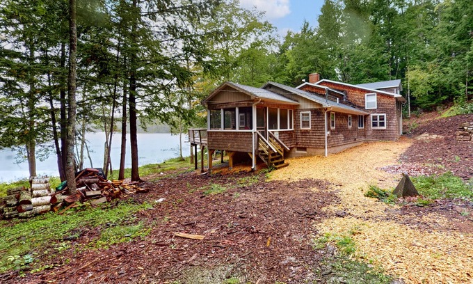 Nobleboro House | Waterfront, dog-friendly home on Damariscotta Lake with dock, views & deck