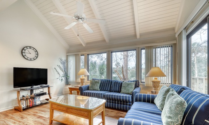 Night Heron House | Waterfront getaway in heart of Sea Pines - short walk to beach & steps to pool
