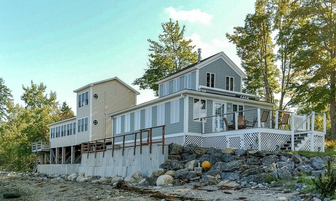 Surry House | Waterfront home and studio combination with fast WiFi, deck, & two kitchens