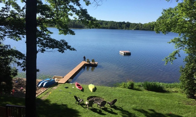 Interlochen House | Waterfront home near Interlochen. Fireplaces.